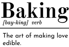 the words baking are written in black on a white background with an image of a person's face