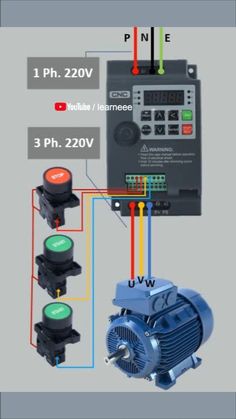 an electrical device with three different types of switches and two wires connected to each other