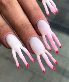 weird nails Gel French Manicure, Easy Nails, Nail Swag, White Nail