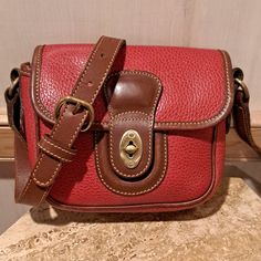 Lovely Vintage Hard To Find Red Pebbled Leather Mini Sheridan Satchel Crossbody From Coach. Creed 0659. Great Condition. Adjustable Strap. 6x6x2 Ins. Strap Drop 24 Ins Bags Coach, Vintage Coach, Leather Mini, Hard To Find, Pebbled Leather, Coach Bags, Satchel, Adjustable Straps, Bag Lady