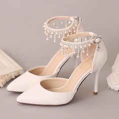 [AU$60.00] Women's Leatherette Stiletto Heel Closed Toe Pumps With Imitation Pearl Rhinestone Kasut Kahwin, Tas Louis Vuitton, Baju Kahwin, Elegant Wedding Shoes, Wedding Shoes Low Heel, Wedding Shoes Comfortable, Wedding Boots, Wedding Shoes Heels, Fancy Shoes