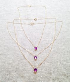 Amethyst Necklace  Amethyst Jewelry  Amethyst by SforSparkleShop Gold Layered Necklace, February Birthstone Necklace, Gold Necklace Simple, Necklace Amethyst, Jewelry Dainty, Purple Necklace, 14k Gold Necklace, Amethyst Jewelry, Gold Necklace Layered