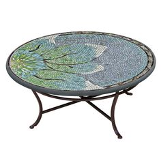 Lovina Mosaic Coffee Table-Iron Accents Grout Sealer, Mosaic Furniture, Mosaic Coffee Table, Mosaic Table Top, Round Mosaic, Tile Table, Mosaic Art Projects, Round Tables, Oval Coffee Tables