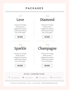 the packages for champagnes are displayed on a pink and white background with gold lettering