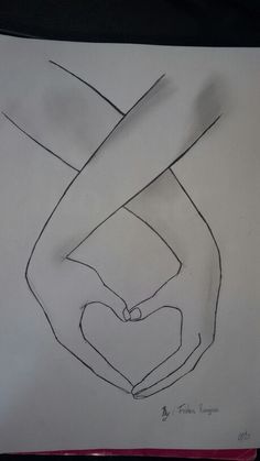 a drawing of two hands making a heart with one hand and another holding the other