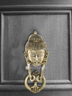 "Product Details ÿThis Buddha Design Door Knocker Decorative Brass will look great on wooden doors so whether it's a new office, shop, or home. Designed smartly and skillfully to suit any kind of door, these door knockers and bells with a long-lasting finish are a must-have. Material:ÿBrass Size: 8.3\" L Xÿ 3.3\" Hÿ Weight: 650ÿgrams * This is a hand-made product and might vary slightly than what is shown in the images." Buddha Design, Shri Hanuman, Design Door, Gautama Buddha, Office Shop, New Office, Star Wall, Door Knocker, Door Knockers