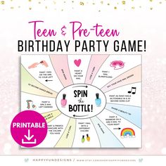 a birthday party game with the words'teen and preteen birthday party game '