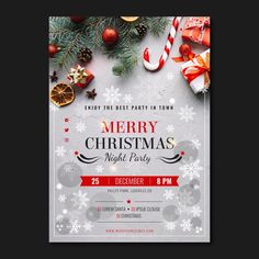 merry christmas night party flyer template