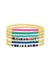 Add a playful pop of color to your stack with our Color Pop collection. There's a color for every style and occasion — pick from bright blue, aqua, sea foam green, pink, rainbow, or black & white. We love how a stack looks with two or three matching Color Pop bracelets mixed in! Multicolor Stackable Fun Jewelry, Fun Multicolor Stackable Jewelry, Casual Multicolor Stacked Jewelry, Multicolor Playful Bracelets For Spring, Trendy Turquoise Bracelets For Party, Playful Multicolor Bracelets For Spring, Spring Party Blue Bracelets, Trendy Multicolor Stackable Stretch Bracelet, Bold Adjustable Bracelets As Gift