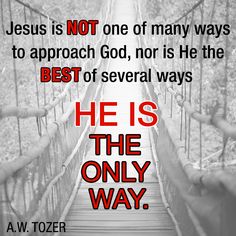 a bridge with the words jesus is not one of many ways to approach god, nor is he the best of several ways