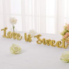 PRICES MAY VARY. Innovative and Lovely: these love is sweet signs that adopt the individual and hollow design and double sided printing, including letters [Love], [is] and [Sweet], artistic font and classic color, simple but elegant, easy for you to coordinate well with the dinner table at the wedding, which can help you to build a warm and romantic wedding atmosphere Reliable and Strong: these love signs for home decor are made of quality wood material, cutting smooth and fine workmanship, ligh Love Is Sweet Sign, Love Table, Love Wood Sign, Letter Love, Love Sign, Sweet Table, Love Is Sweet, Table Decor, A Table