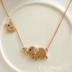 Awww, I loved this little elephant the second I first saw it, but then I saw the baby elephant and fell in love even more. Personalized Alloy Pendant Charm Necklaces, Cute Gold Metal Necklace, Cute Gold Jewelry For Mom, Cute Gold Jewelry As Gift For Mom, Cute Gold Jewelry Gift For Mom, Cute Gold Clavicle Chain Jewelry, Cute Gold Jewelry For Mom's Gift, Cute Gold Necklace For Mom, Cute Gold Alloy Jewelry