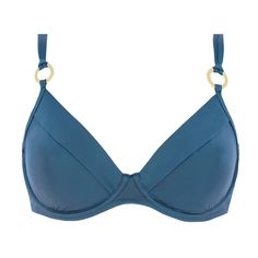 Balconette bikini top Dimitra MIRADONNA Mirabasic Blue Lagoon, Low Cut, Color Blue, Navy Blue, Mesh, Blue, Color