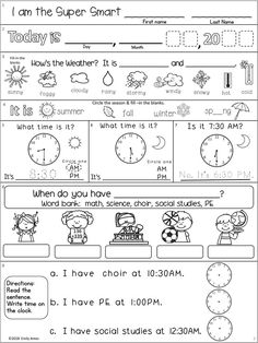 the worksheet for reading and writing time