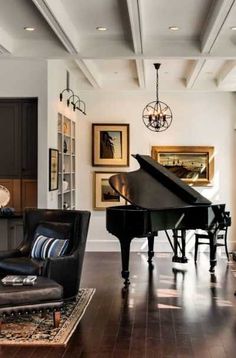 a grand piano in the middle of a living room