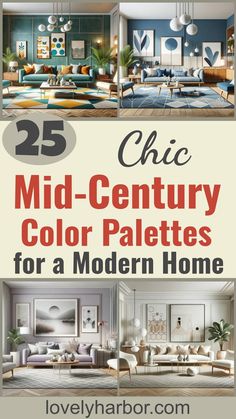 25 Stunning Mid-Century Modern Living Room Color Palette To Elevate Your Home Midcentury Modern Color Palette Sherwin Williams, Mid Century Eclectic Color Palette, Color Palette Interior Design Living Room, Cozy Midcentury Modern Apartment, Mid Century Modern Wood Stain Colors, Modern Mid Century Color Palette, Mid Century Modern Paint Colors Interior, Mid Century Modern Living Room Wall Color