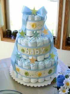 a cake made to look like a baby's diaper