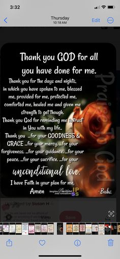 an iphone screen with the message thank you god for all you have done for me