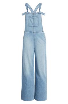 Raw hems give lived-in appeal to these laid-back overalls cut with a relaxed, straight-leg fit. 29" inseam Square neck Adjustable buckle straps 73% cotton, 27% rayon Machine wash, tumble dry Imported Denim Overalls, Square Neck, Overalls, Straight Leg, Nordstrom, Buckle, Square