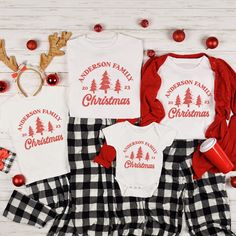 Celebrate the holiday season in style with our Matching Family Christmas Shirts. These Custom Family Shirts make the perfect choice for your family photoshoot, and they're a thoughtful Personalized Christmas Gift that will bring festive joy to your loved ones. Get ready to spread the holiday cheer with these Christmas Gifts everyone will adore️🎅 PLEASE NOTE: Colors may seem different on the computer screen, or in the lighting in which the picture was taken. The way that we print our shirts is D Family Christmas Shirts Ideas, Family Matching Holiday Shirt With Crew Neck, Family Matching Christmas Shirt With Letter Print, Family Matching Holiday Shirts, Family Matching White Christmas Tops, Family Matching Long Sleeve Christmas T-shirt, Family Matching White Tops For Christmas, White Cotton Christmas Shirt, Family Matching Red Christmas Shirt