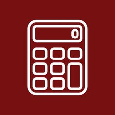 a white calculator on a red background