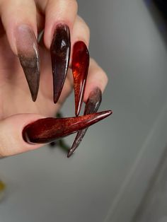 Photoshoot Nails, Gemstone Nails, Ugly Nails, Punk Nails, Gothic Nails, Claw Nails, Nails Red, Makeup Clothes, Nails Only