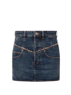 Fitted denim mini skirt by Isabel Marant showcases a frayed hem and includes a metal button closure along with five pockets. Perfect for casual outings and streetwear styles.

- Composition: 100% Cotton  
- Unlined Top Designer Brands, Blue Skirt, Leather Logo, Bohemian Chic, Denim Mini, Kpop Outfits, High End Fashion, Denim Mini Skirt, Yoga Wear