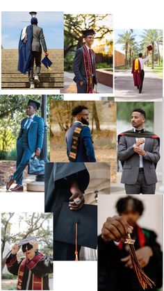 a collage of photos with men dressed in different styles and colors, including one man wearing