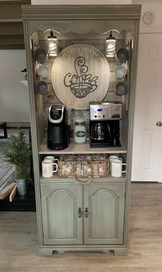 the coffee bar has many different items on it