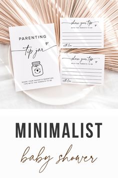 a baby shower game with the words,'minimalist baby shower'on it