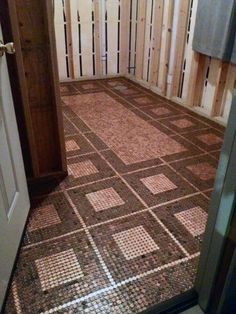 an open door in a room with tile flooring