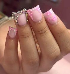 Duck Nails Pink, Nails Pink And Blue, Short Duck Nails, Nail Cam, Teen Nails, Nail Piercing, Nail Collection, Style Nails