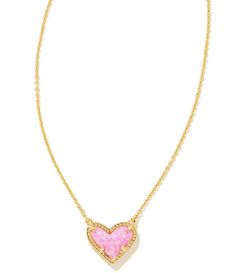 From Kendra Scott&#x2C; this necklace features:Short pendant necklace14k gold plated over brassLobster claw closureApprox. 0.49" L x 0.57" W pendant; 15" L chain with 2" extenderImported.Please note: Due to the one-of-a-kind nature of the medium&#x2C; exact colors and patterns may vary slightly from the image shown. Kendra Scott Preppy Necklace, Kendra Scott Butterfly Necklace, Kendrick Scott Necklace, Kendra Scott Heart Necklace, Pink Kendra Scott Necklace, Pink Kendra Scott, Preppy Necklaces, Kendra Scott Necklace Elisa, Preppy Accessories