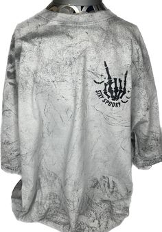 Comfort color blast gray spooky Halloween shirt with front pocket and back design. Just perfect to wear to any event. We take pride in our quality of apparel. Gray Grunge T-shirt For Fall, Halloween Acid Wash Skull Print Top, Acid Wash Skull Print Top For Halloween, Stay Spooky, Comfort Color, Back Design, Spooky Halloween, Halloween Shirt, Front Pocket