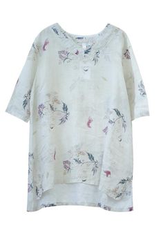 Modern beige print linen tunics for women v neck half sleeve baggy summer blouse

Materials used:linen blended

Measurement:One size fits all for this item. Please make sure your size doesn't exceed this size: XXL/BUST-110cm   
   
length front 73cm / 28.47"
length back 79cm / 30.81"
bust 110cm / 42.9"
Shoulder 42cm / 16.38"
Sleeve length 34cm / 13.26"
Armhole 32cm / 12.48"



We ship worldwide.

Tracking numbers provided for all orders. White Half-sleeve Summer Blouse, White Half Sleeve Summer Blouse, Beige Half Sleeve Blouse For Summer, Summer Beige Half-sleeve Tops, Summer Beige Half Sleeve Tops, Printed Relaxed Fit Half Sleeve Blouse, Bohemian Half Sleeve Relaxed Fit Blouse, Summer Printed Half Sleeve Blouse, Printed Half Sleeve Summer Blouse