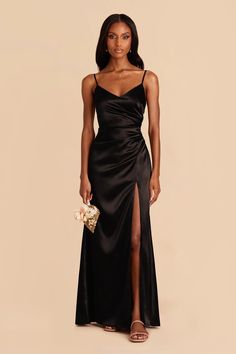 Catherine Black Satin Mermaid Bridesmaid Dress | Birdy Grey Black Bridesmaid Dresses Lace, Black Bridemaid Dresses, Satin Black Bridesmaid Dresses, Black Mismatched Bridesmaid Dresses, Black Satin Bridesmaid Dresses, Black Tie Dress Code Women, Black Satin Bridesmaid Dress, Bridesmaid Dresses Black, Black Wedding Guest Dresses