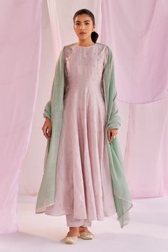 Shop for Keosha Silver Silk Chanderi Aleysa Resham Embroidered Kurta And Sharara Set for Women Online at Aza Fashions A Line Salwar Suits, Chanderi Suits Design, Embroidery Anarkali, Kurta And Sharara Set, Kurta And Sharara, Pink Anarkali, Yellow Kurta, Chanderi Dupatta, Color Combos Outfit