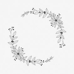 a black and white drawing of a wreath