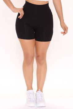 Available In Black, White, Navy, Chocolate, And Mauve. High Rise Biker Short 5" Inseam Side Pockets Stretch 92% Cotton 8% Spandex Imported | Abbey High Rise Biker Short in Black size Large by Fashion Nova Biker Short, Biker Shorts, Black Fashion, Fashion Nova, High Rise, California, Black White, Size Medium, Spandex