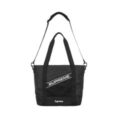 Supreme tote bag in black nylon/mesh with a silver 3D rubberized logo on the front, a small black box logo, and a removable cross-body strap. Brand = Supreme Condition = 10/10, brand new with tags Dimensions = 18.5"x16"x3" Material = Nylon/Canvas/Mesh Hardware = Black SKU = 23000-6 Box Logo, Black Box, Black Nylon, Black Tote Bag, Black Nylons, Cross Body, Mesh, Tote Bag, Brand New