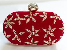 Red clutch bag - Ladies bridal bag Embroidery Zardozi, Red Clutch Purse, Minimalist Clutch, Formal Clutch, Bag Minimalist, Designer Clutch Bags, Red Clutch, Bridal Clutch, Designer Clutch