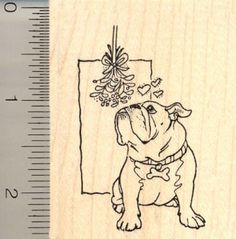 Christmas Bulldog Under Mistletoe Rubber Stamp Wood Mounted H11207 - Etsy Canada Bulldog Drawing, Bulldog Tattoo, Handpoke Tattoo, Bulldog Funny, Bulldog Art, Custom Rubber Stamps, Ohio Usa, Ink Stamps, Seal Stamps