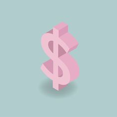 a pink dollar sign on a blue background