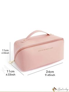 BirdinBag - Portable Waterproof Travel Cosmetic Bag - Large Capacity, PU Leather, Womens Makeup Bag Portable Pink Box Bag For Travel, Functional Rectangular Cosmetic Storage With Zipper, Functional Rectangular Cosmetic And Toiletry Storage With Zipper, Pink Portable Travel Accessories For Daily Use, Practical Rectangular Cosmetic Bag With Removable Pouch, Portable Rectangular Functional Cosmetic Bag, Versatile High-capacity Rectangular Bag, Functional Rectangular Portable Cosmetic Bag, Square Solid Color Box Bag For Travel