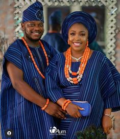 This is a Navy blue aso oke complete set for couple. This beautiful complete set of African attire is made for couples i.e Bride & Groom. They are mostly used for weddings, engagements and celebrations. For the female outfit, the Gele is pre-tied so you don't have to worry about how to wear it. If you want your auto-gele untied, please specify before placing your order. They are made from original Aso Oke materials with soft and comfortable fabric that you can wear for hours without getting exha Royal Blue Evening Dress, Nigerian Wedding Dress, African Traditional Wedding Dress, Ankara Clothing, Traditional Wedding Attire, African Prom Dresses, African Traditional Wedding, Dress African, African Clothing For Men