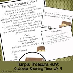 an image of a printable sample of the temple treasure hunt for children to read