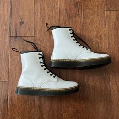 Worn Once For 30 Min. Basically Brand New Authentic Doc Martens. White Zavala With Black Accents / Laces. Men’s Size 8 Women’s Size 9 Classic White Fitted Boots, White High Ankle Boots With Laces, White Casual Boots With Laces, Casual White Boots With Laces, White Laced Boots For Spring, Classic White Ankle-high Boots, White Ankle Boots With Laces, Classic White Ankle Boots, White Fitted Casual Boots