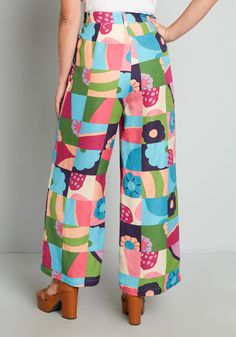 Patchwork Playground Pants | ModCloth Toothpaste Kisses, Funky Fits, Vintage Style Swimwear, Teacher Fits, Colorful Pants, Funky Pants, Statement Pants, Casual Dresses Plus Size, Colorful Outfits