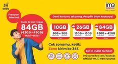 an advertisement for the cellular phone is shown in red and yellow with two men standing next to each other