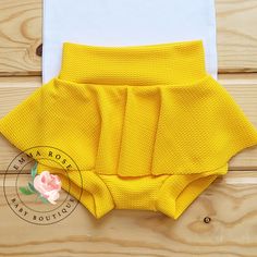 Yellow Ruffled Cotton Bottoms, Yellow Cotton Ruffled Bottoms, Yellow Cotton Bottoms With Ruffles, Cute Fitted Yellow Bottoms, Playful Yellow Bottoms With Elastic Waistband, Fitted Yellow Shorts With Elastic Waistband, Mustard Yellow Skirts, Toddler Skirt